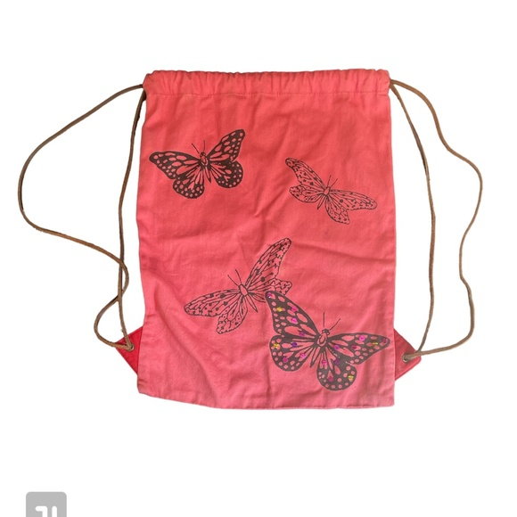 GAP Handbags - GAP Pink Coral Drawstring Backpack with Butterfly Print